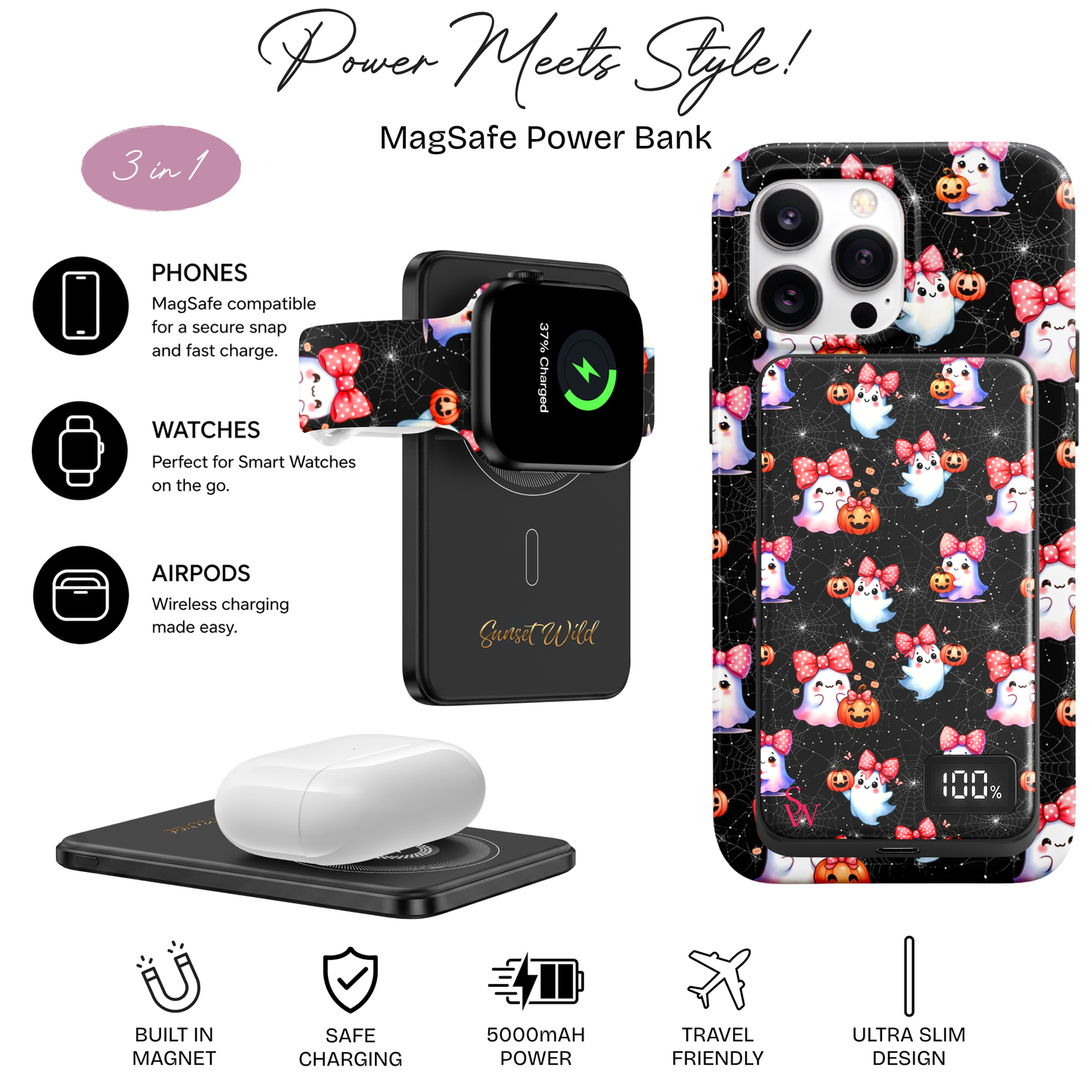 Boo in Bows MagSafe Power Bank