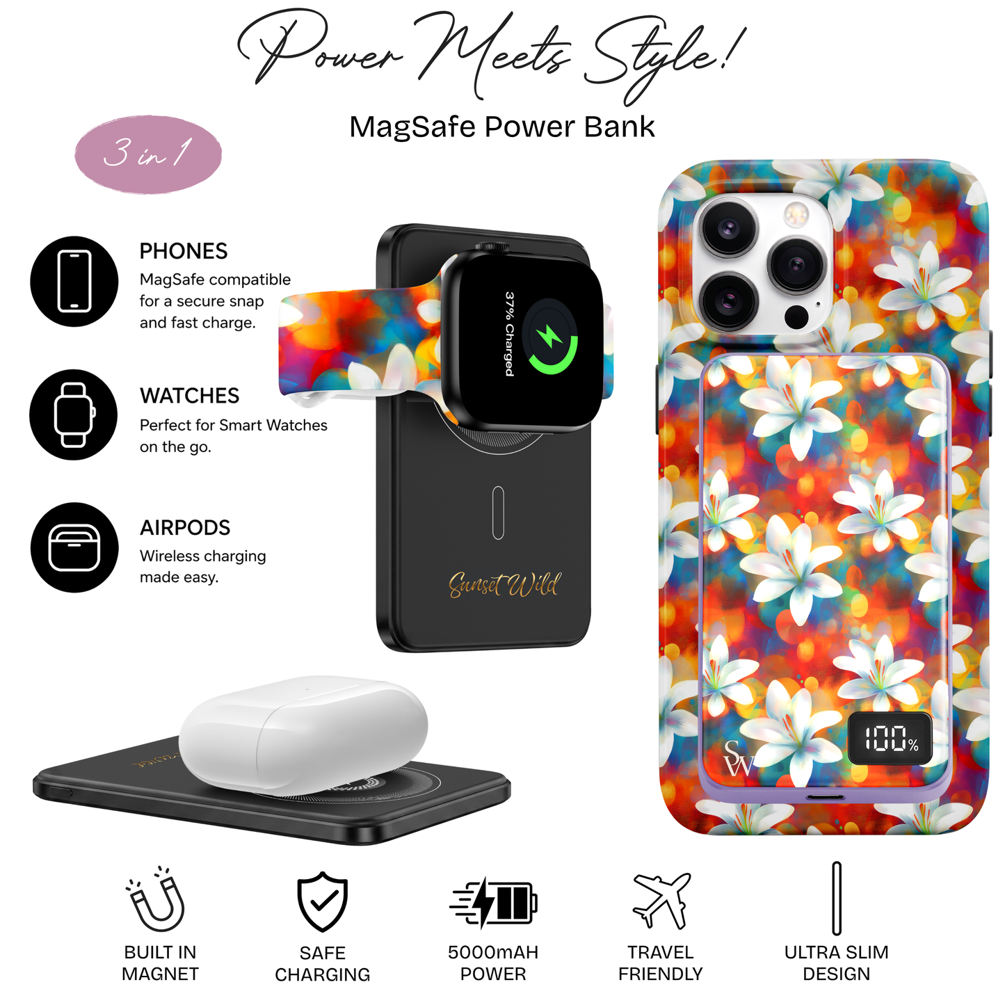 Sunset Lilies Power Bank