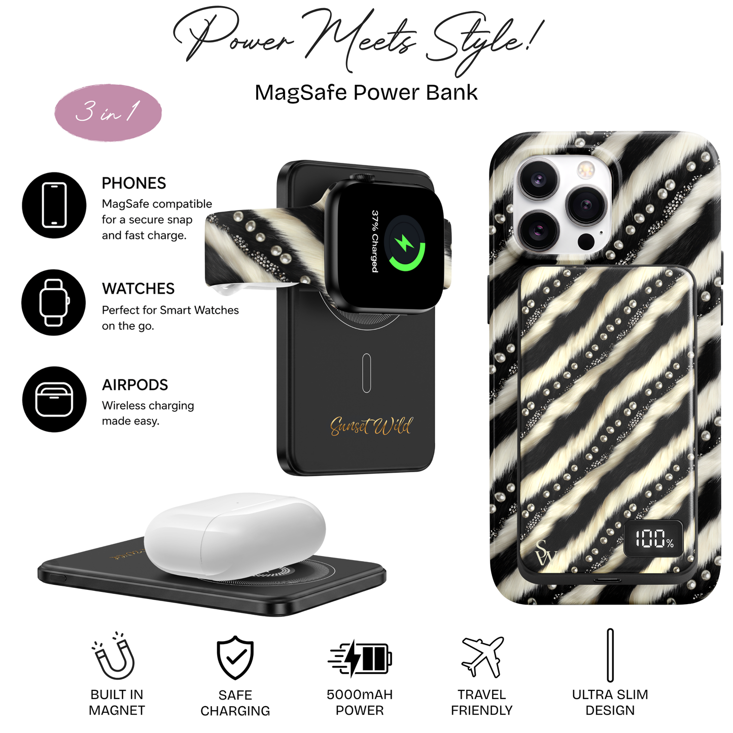 Zebra Glam Power Bank