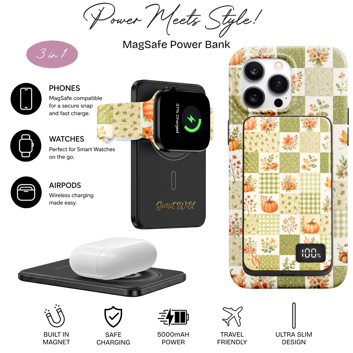 Pumpkin Patchwork MagSafe Power Bank