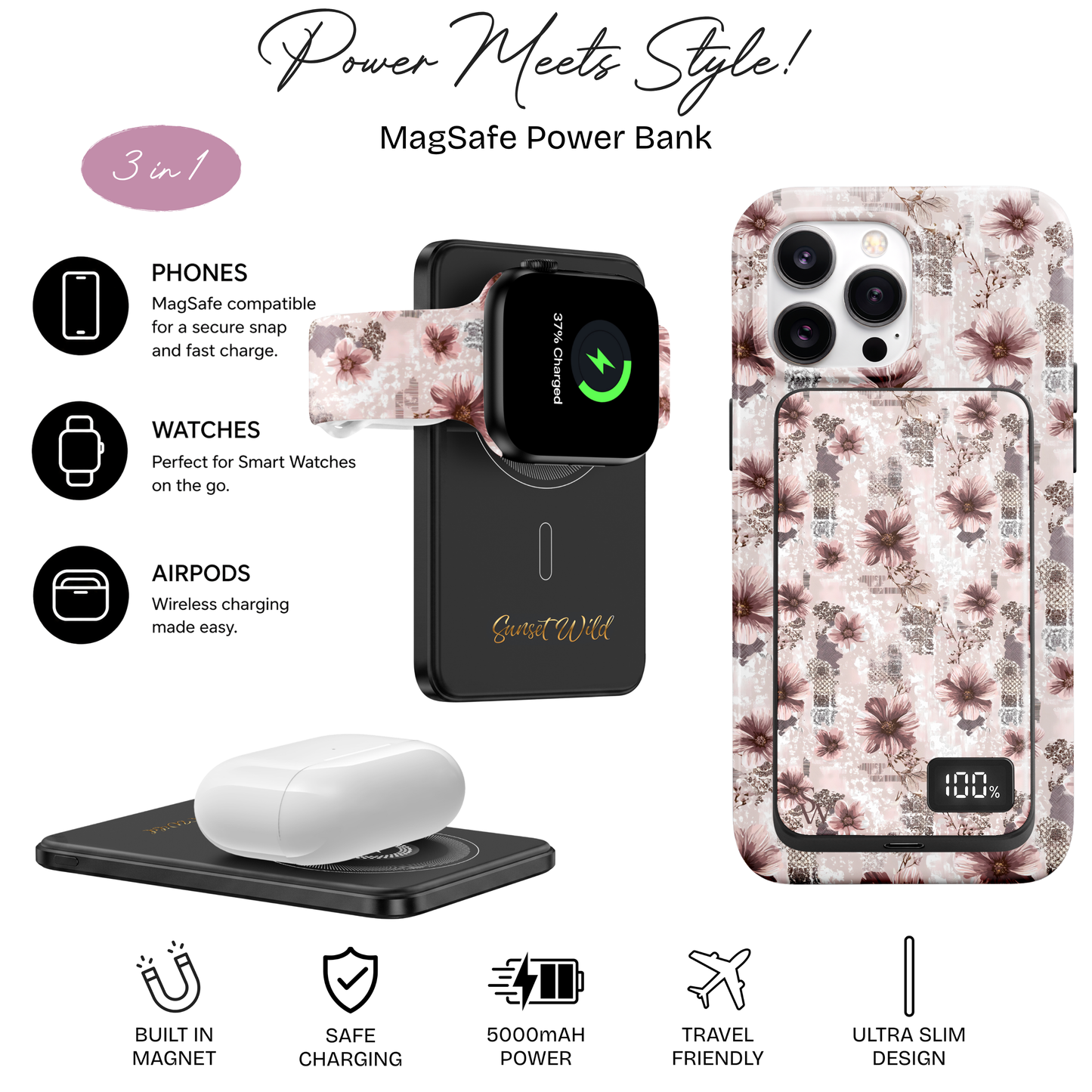 Vintage Bloom Power Bank