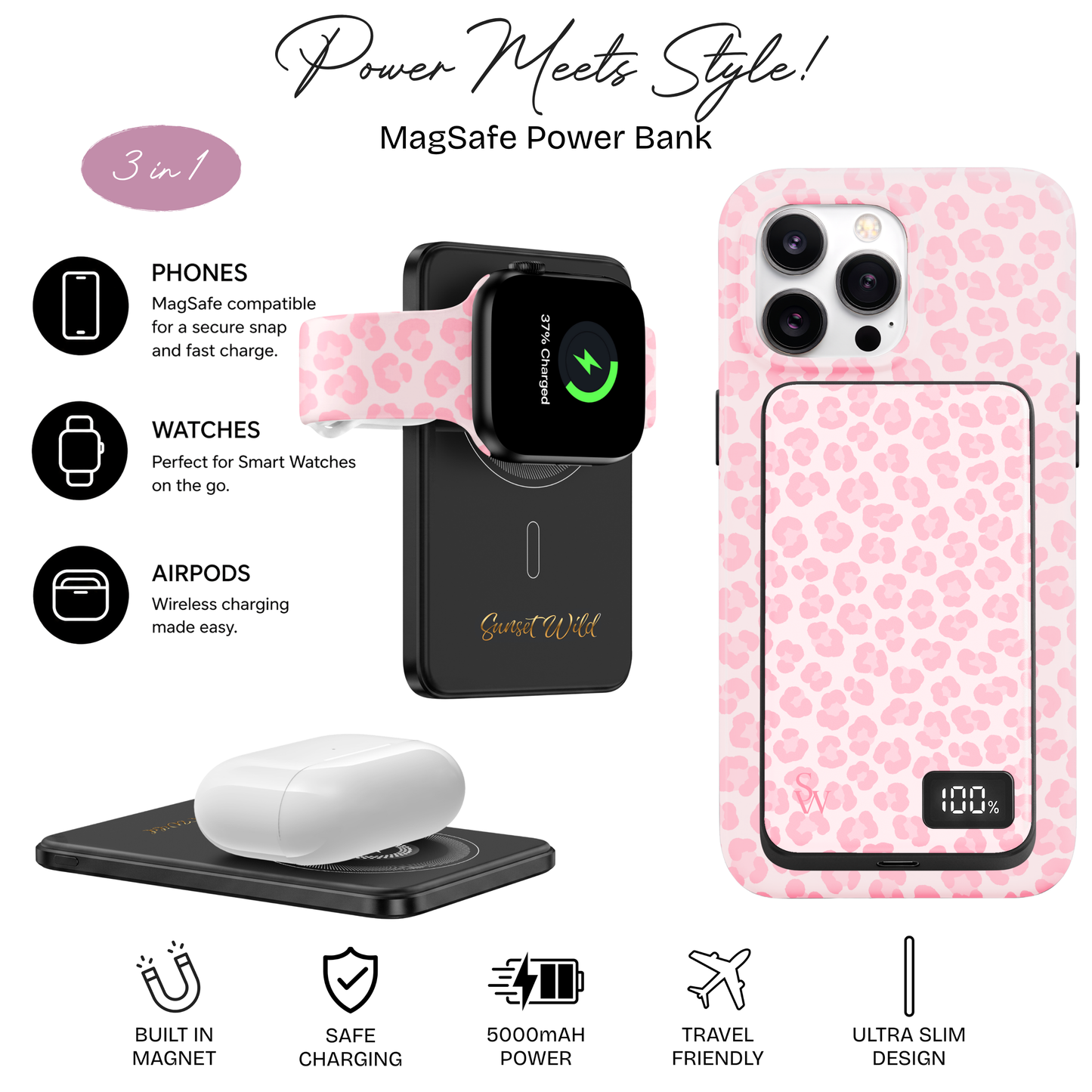 Pink Leopard Power Bank