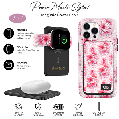 Pink Poinsettias Power Bank