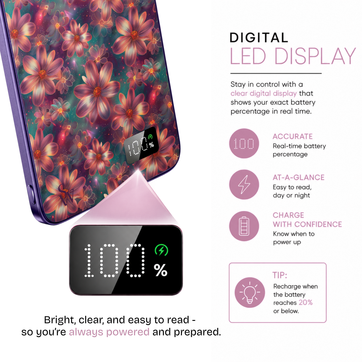 Luminous Florals Power Bank