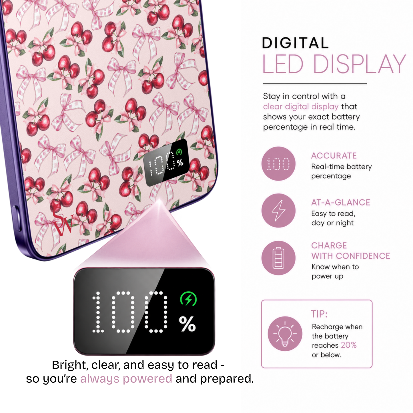 Blush Bow Cherries Power Bank