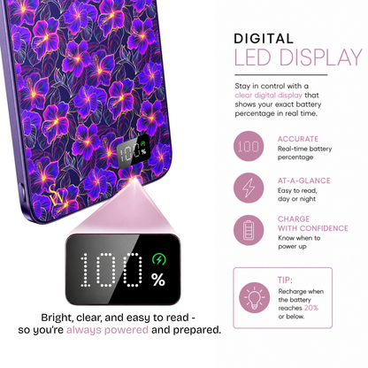 Neon Hibiscus Power Bank