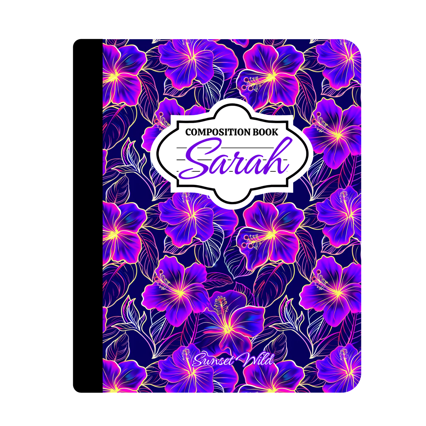 Neon Hibiscus Custom Notebook