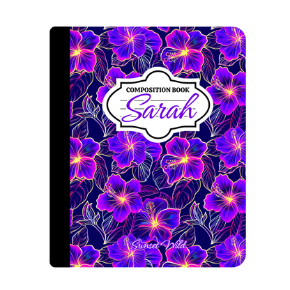 Neon Hibiscus Custom Notebook