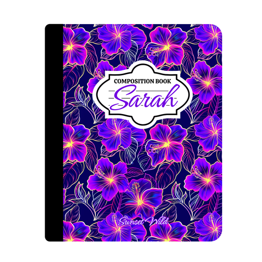 Neon Hibiscus Custom Notebook