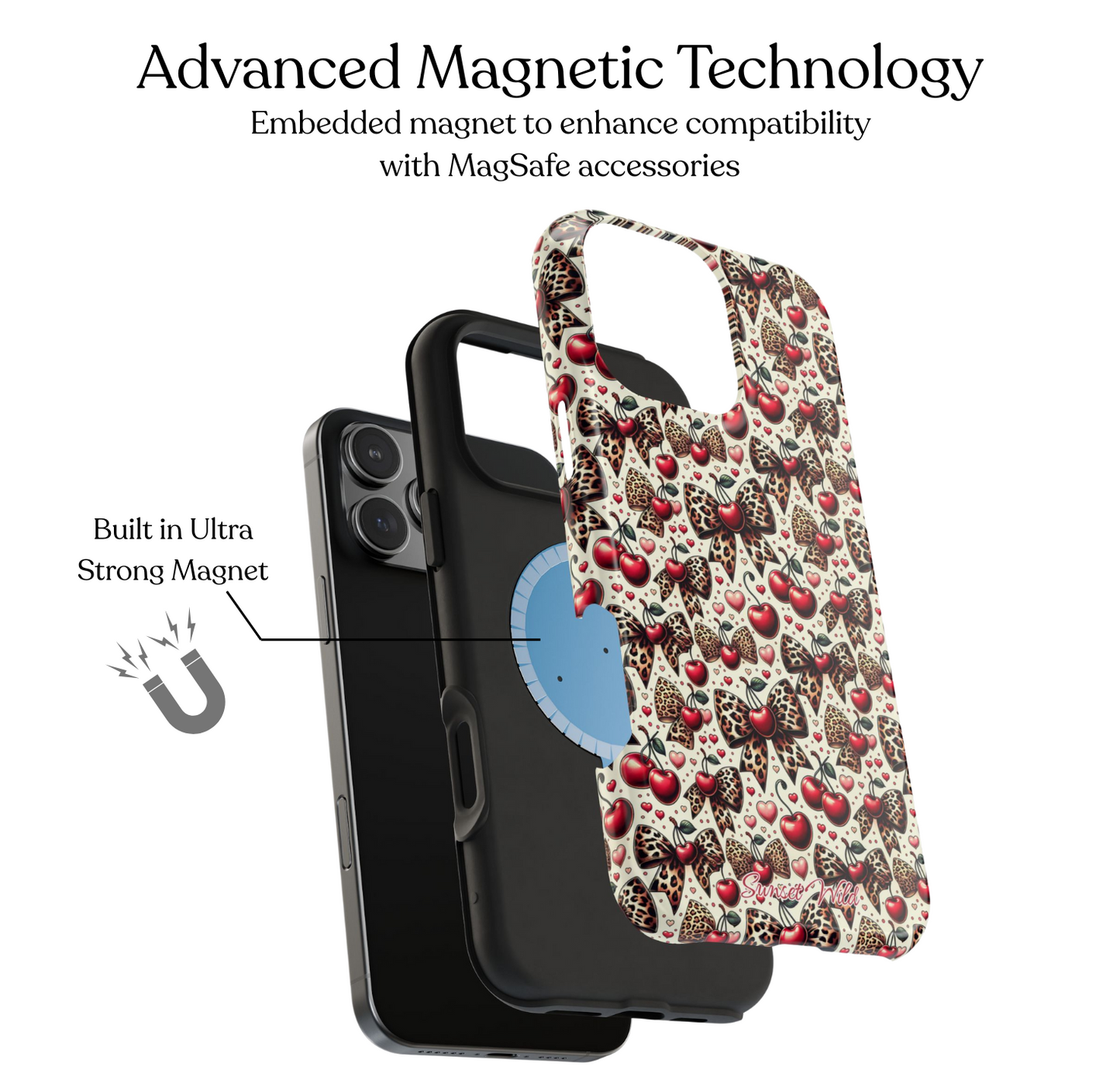 Cherry Cheetah Bows MagSafe Case