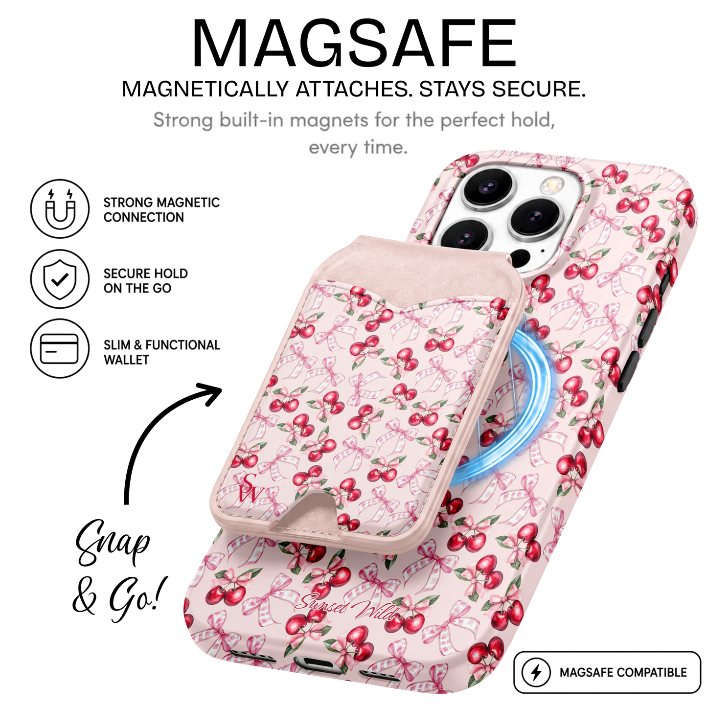 Blush Bow Cherries Phone Wallet