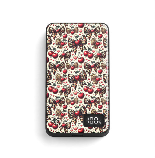 Cherry Cheetah Bows MagSafe Power Bank