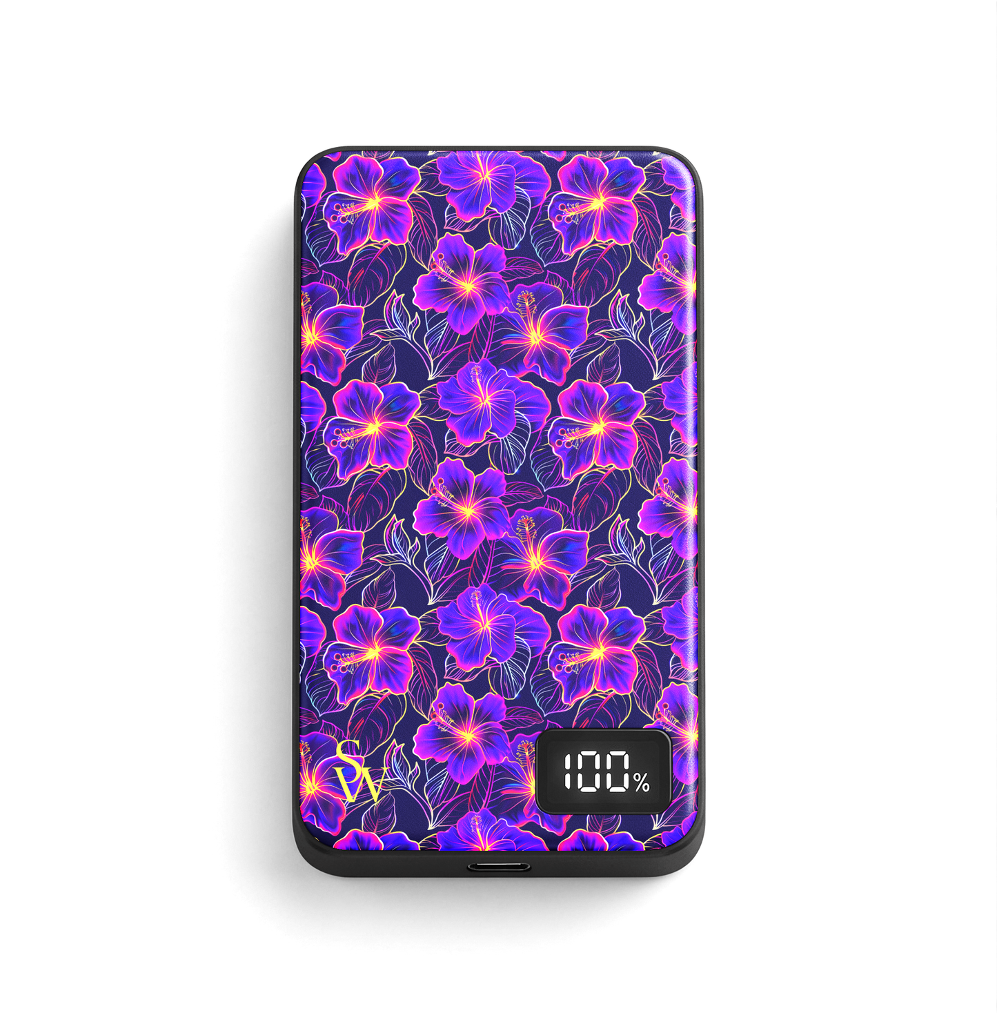 Neon Hibiscus Power Bank