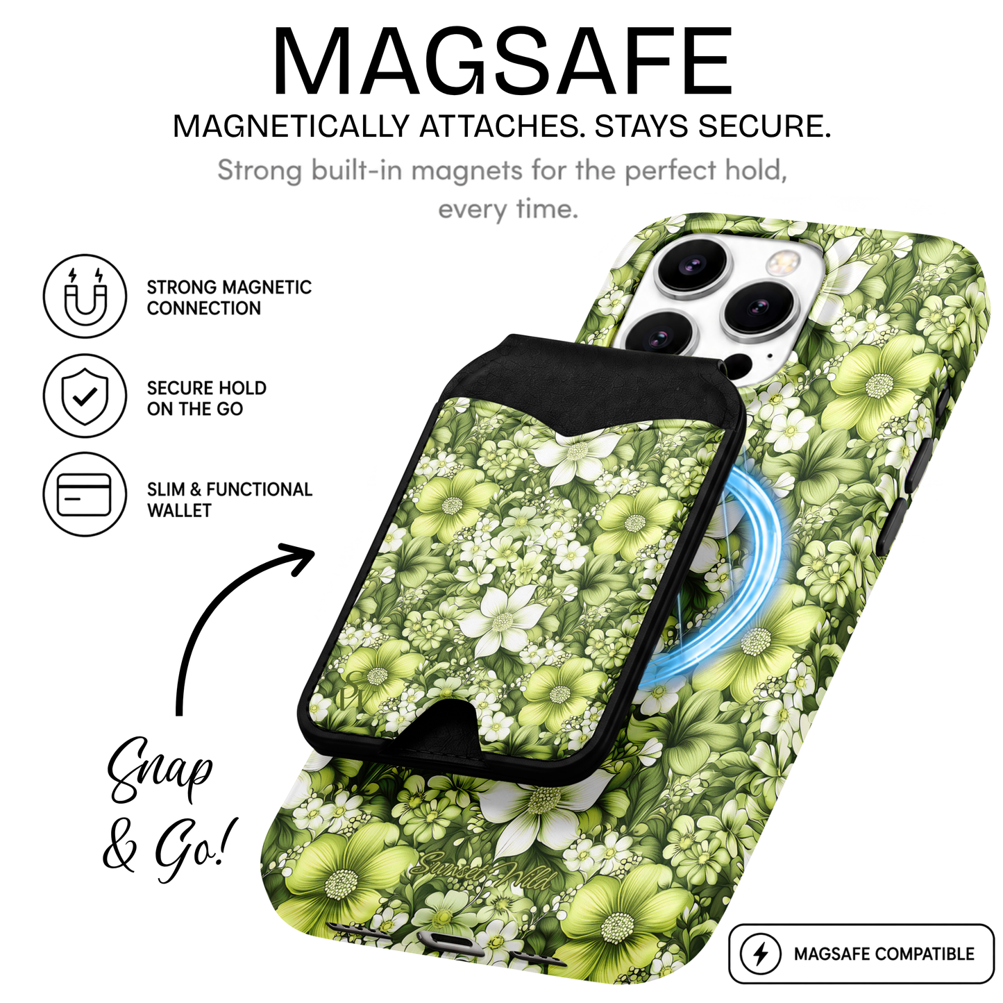 Lime Bloom Phone Wallet