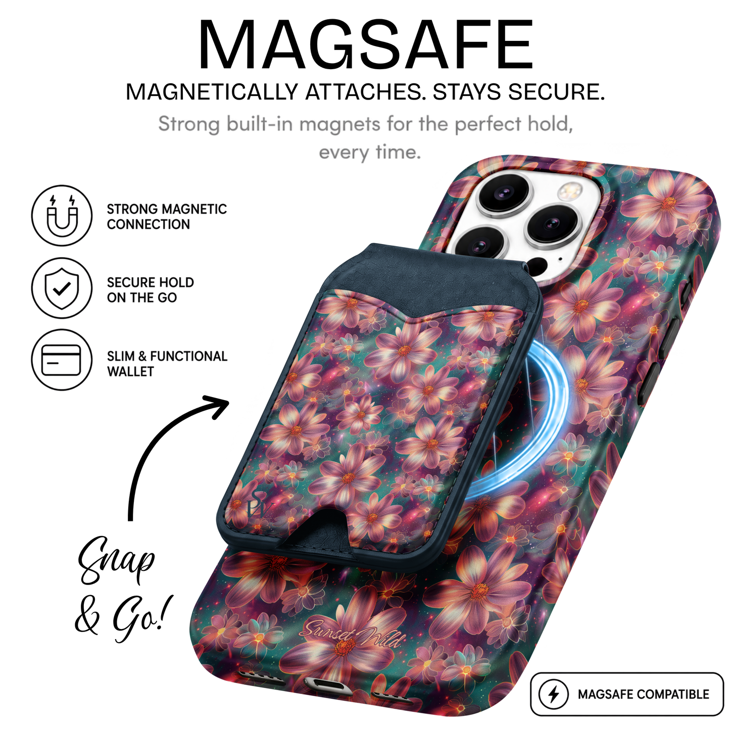 Luminous Florals Phone Wallet