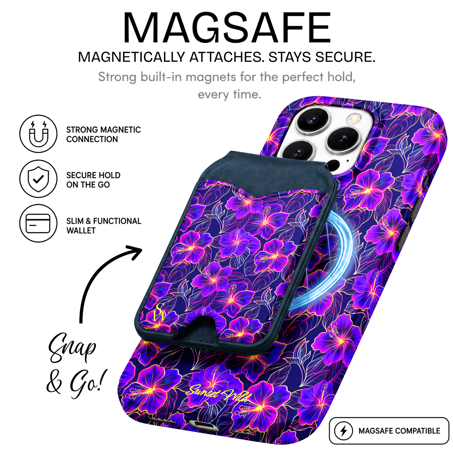 Neon Hibiscus Phone Wallet