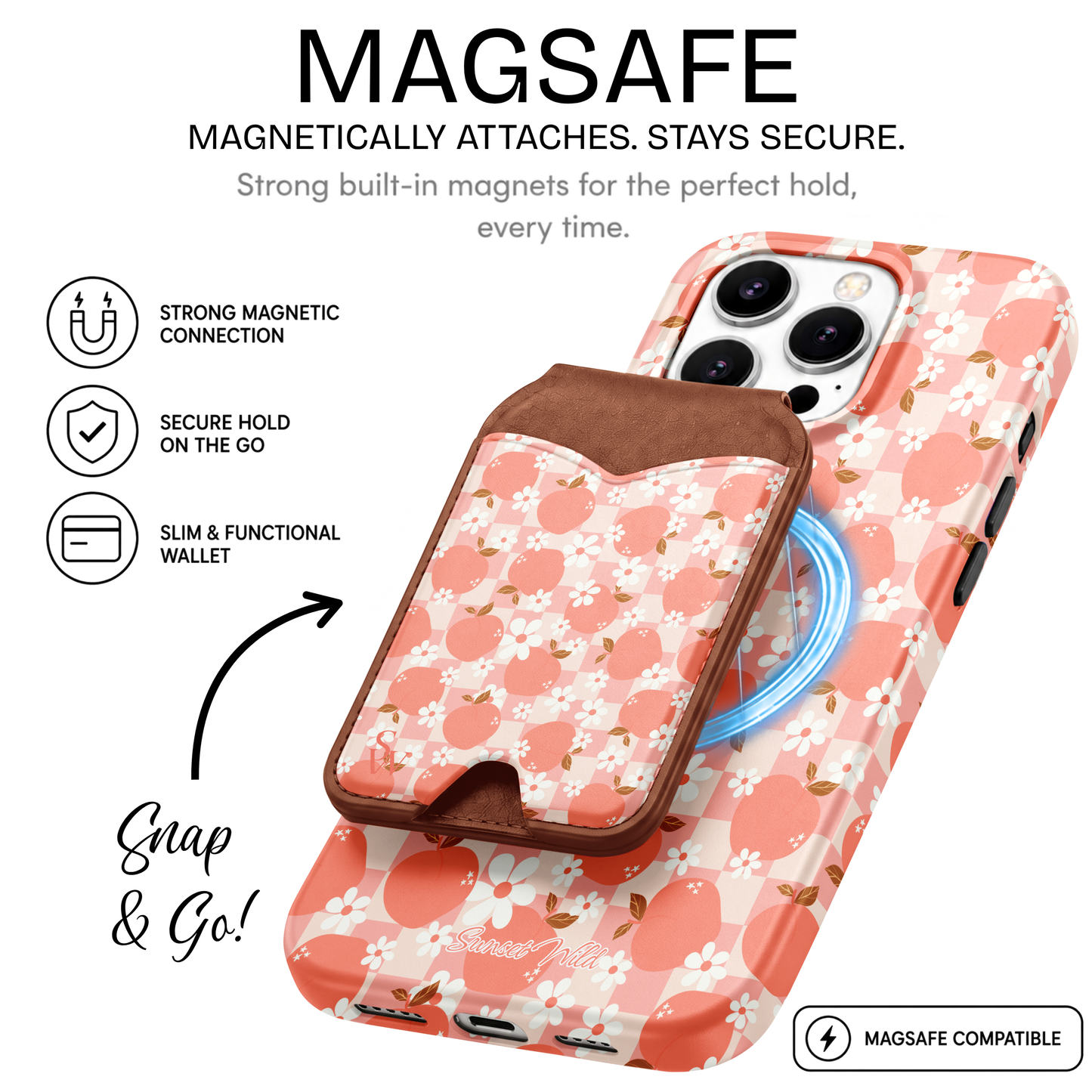 Peach Patch Phone Wallet