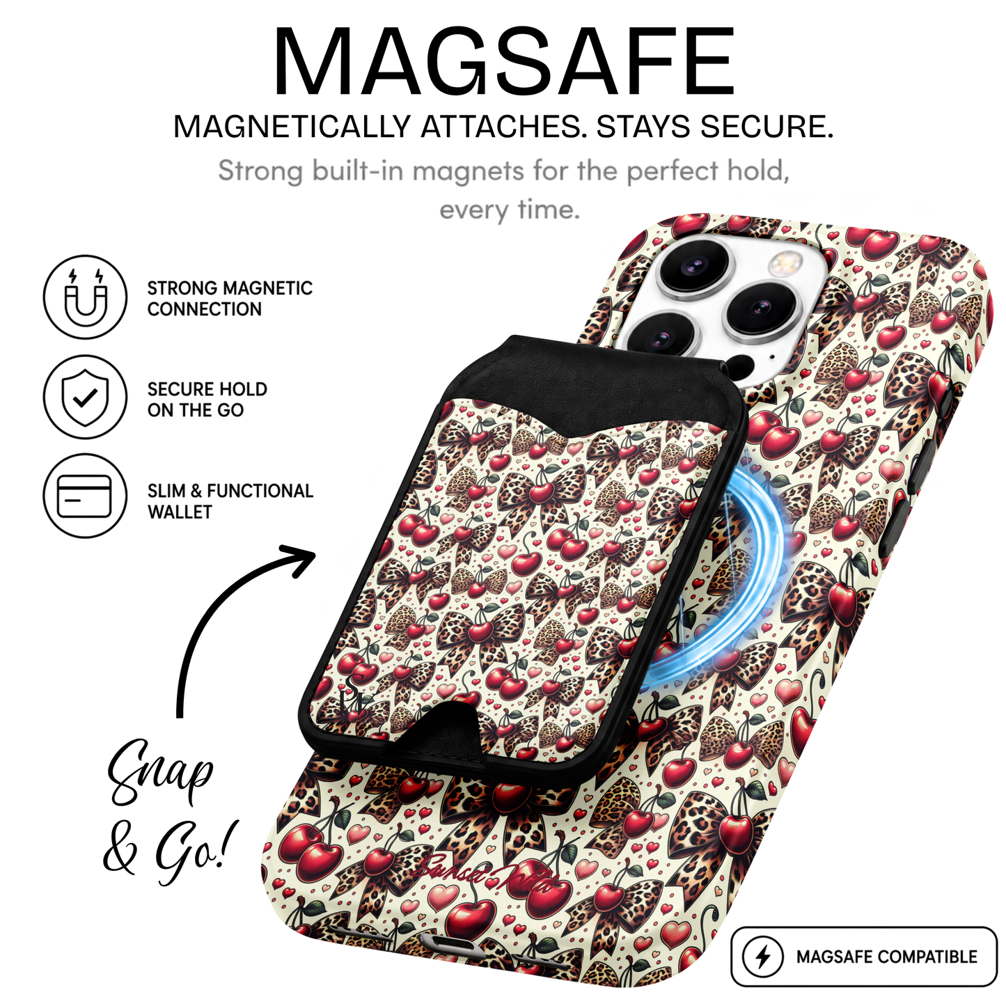 Cherry Cheetah Bows Phone Wallet