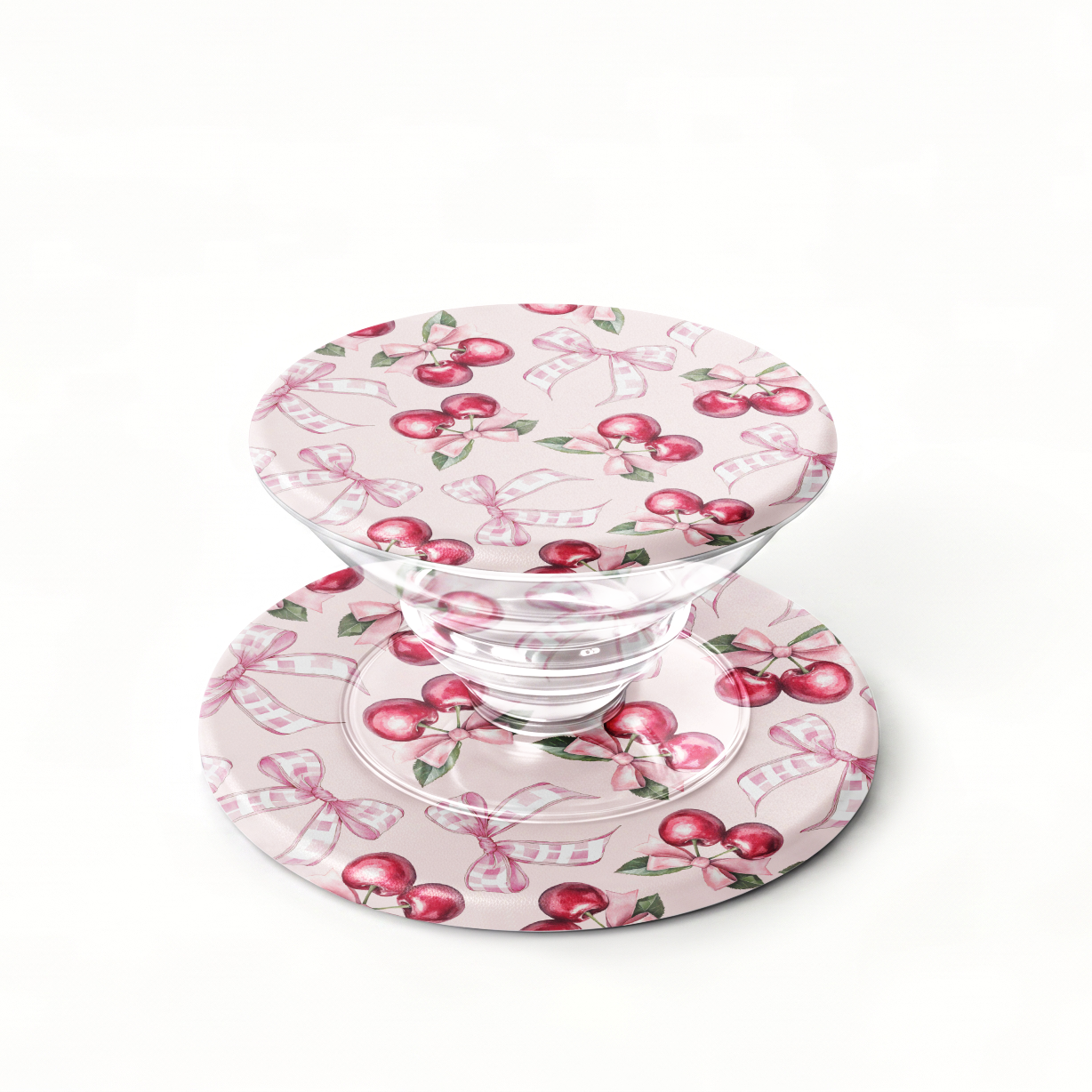 Blush Bow Cherries Pop Socket