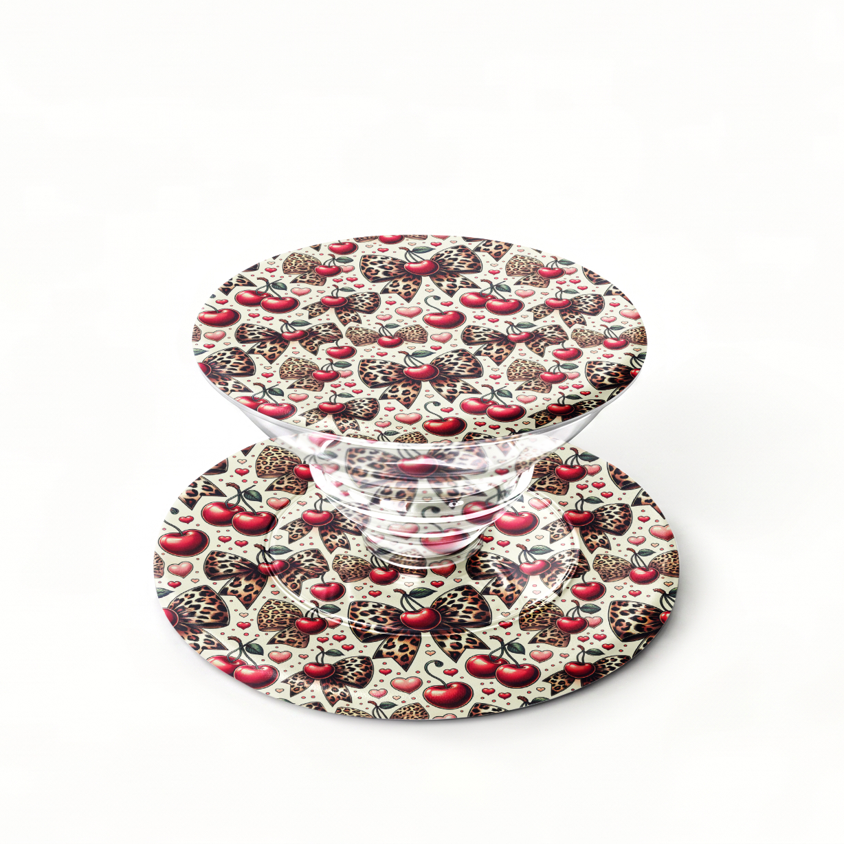 Cherry Cheetah Bows Pop Socket