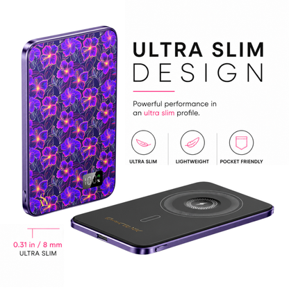 Neon Hibiscus Power Bank