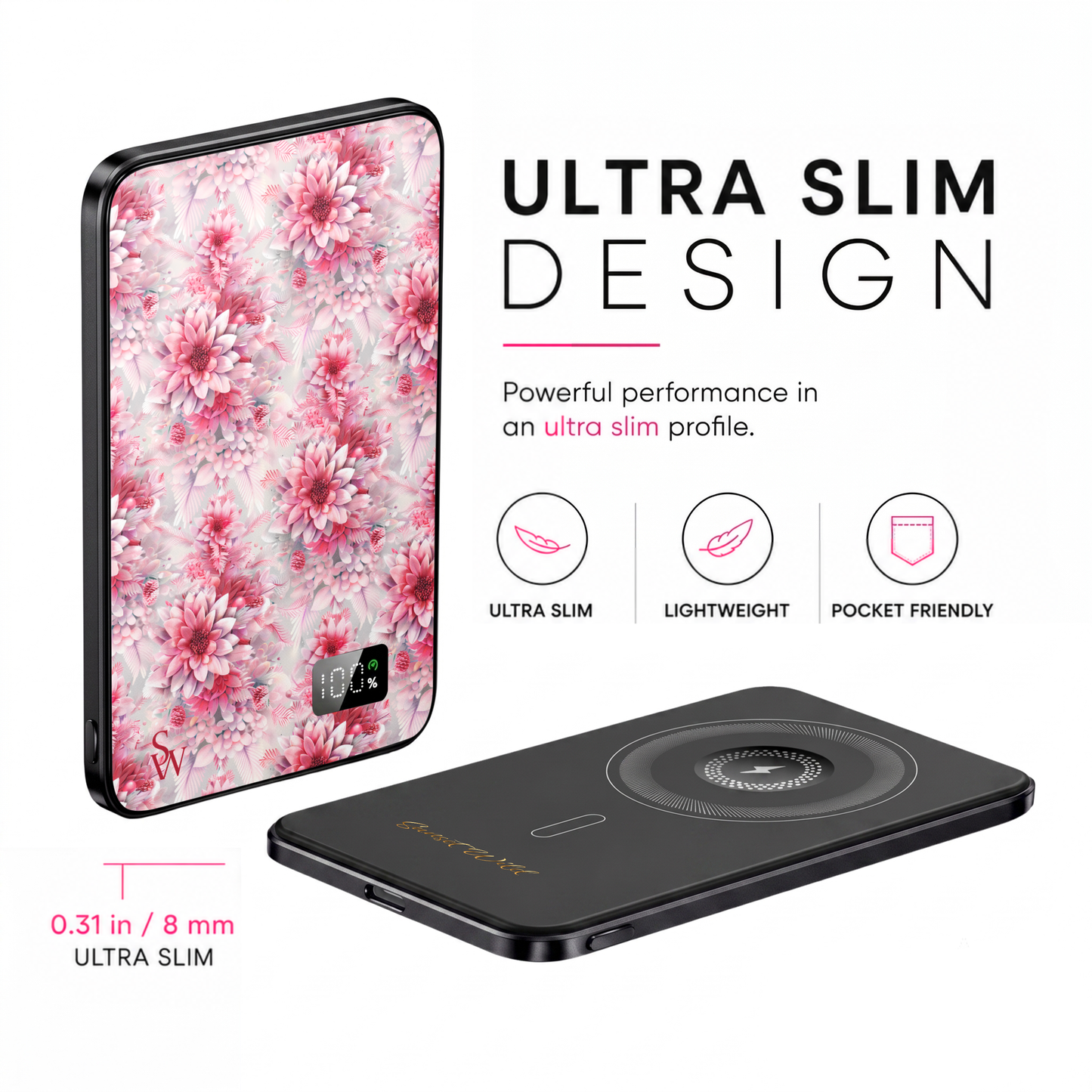 Pink Poinsettias Power Bank