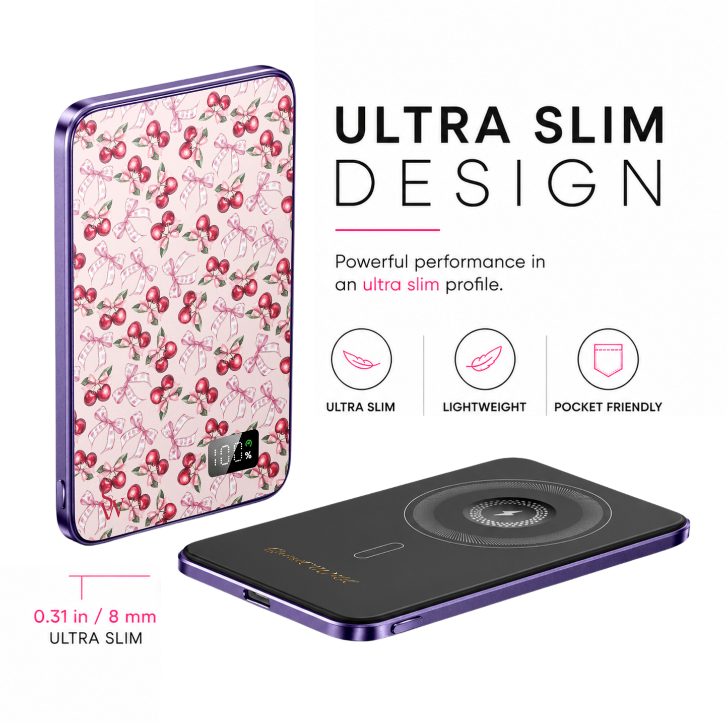 Blush Bow Cherries Power Bank